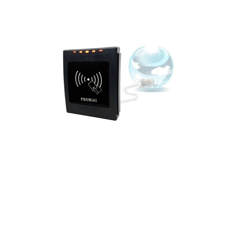 Billede af Promag Mifare UID læser, Ethernet Interface med PoE. Gigatek Promag ER750-10 læser RFID 13.56 MHz. PROM-ER750A-10